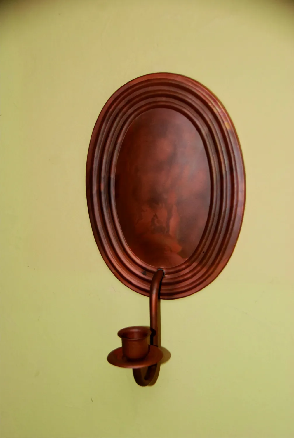 kl.Spiegelblaker, oval, 1-arm.,220/170 mm, Kupfer-matt