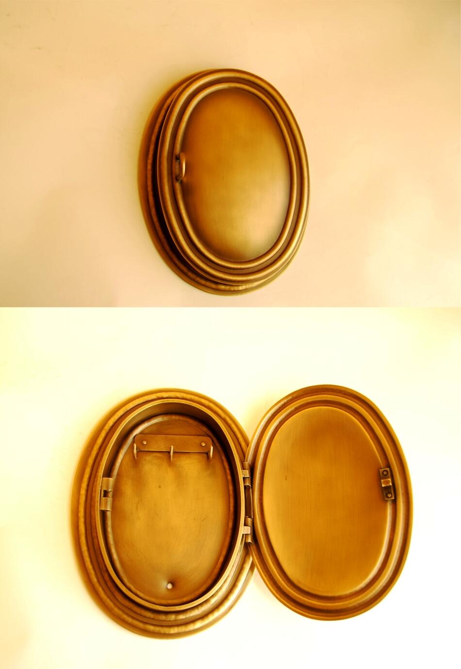 Schlüsselkasten, oval, 220/170/25 mm, Messing brüniert