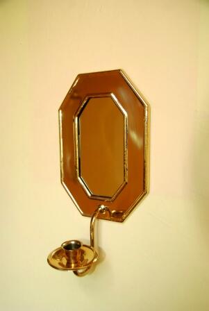 kurzer Spiegel, 1-arm., 240/170 mm, Messing, mit Spiegelglas