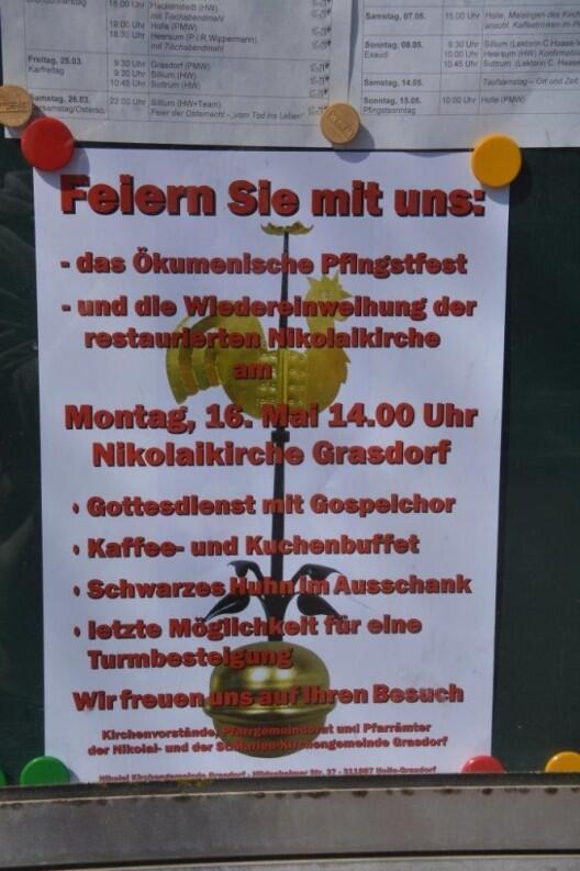 Restaurierung Wetterhahn der Kirche in Holle